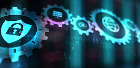 Cyber security, Information privacy, Data protection. Internet and technology concept on virtual screen.