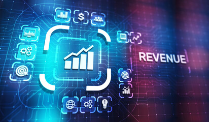 Fototapeta premium Revenue Increase sales financial growth business concept on virtual screen.