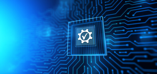 Standard. Quality control. ISO certification, assurance and guarantee. Internet business technology concept.