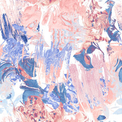 Textured floral abstract watercolor pattern seamless repeating background	
