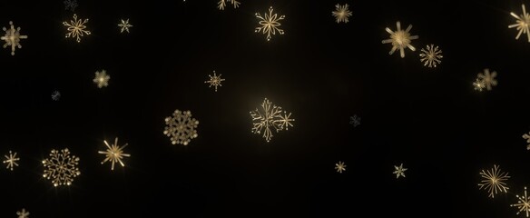 Snowflake Ballet: Exquisite 3D Illustration of Descending Festive Snowflakes in Motion