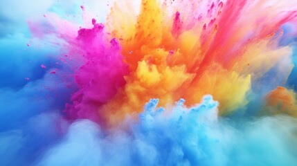 Obraz premium Holi color powder explosion bright colorful rainbow in slow motion.