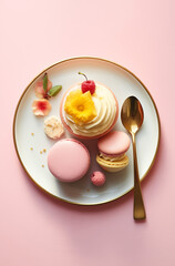 Cakes on a plate with decoration 