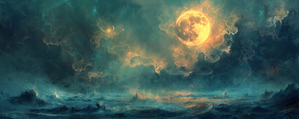 Obraz premium A mysterious moon with an incredible landscape.