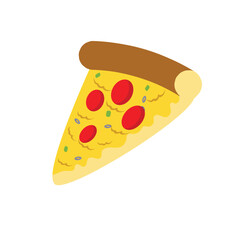 pizza icon, hand drawing cartoon pizza. cute food sticker doodle. food illustration