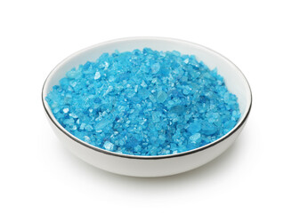 Ceramic cup of blue aroma bath sea salt