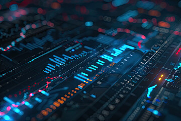 Obraz premium stock market graph, blue color grading
