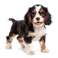 Adorable Cavalier King Charles Spaniel puppy in isolated background