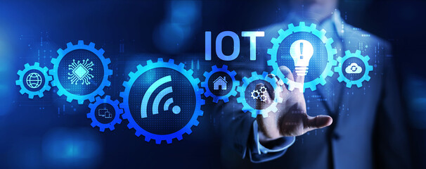 IOT Internet of things digital transformation disruption information and communication technology concept.