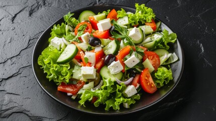 Healthy Greek Salad with feta cheese