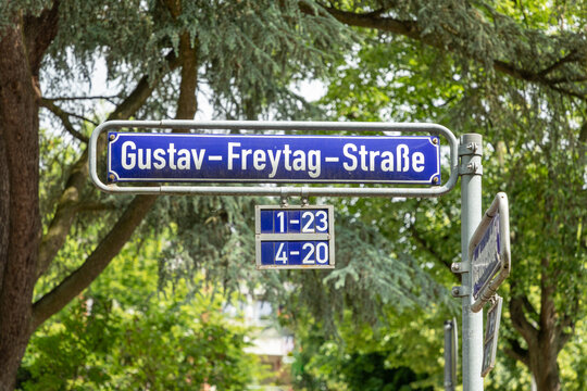 street name Gustav Freytag Strasse- engl. street of Gustav Freytag  in Wiesbaden