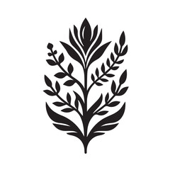 Silhouette of Botanical Element Icon Isolated in White