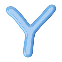 Blue 3D Font Letter Y uppercase