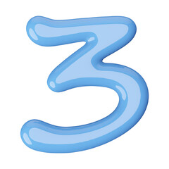 Blue 3D Number 3