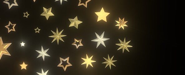 Shimmering Starry Christmas: Spectacular 3D Illustration Showcasing Falling Holiday Stars