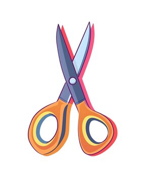 recommend clip art: large orange school pair cutting blade scissors illustration art white background generative ai 