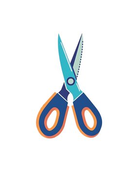 recommend clip art: blue large gripped school perforated pair cutting blade scissors illustration art white background generative ai 