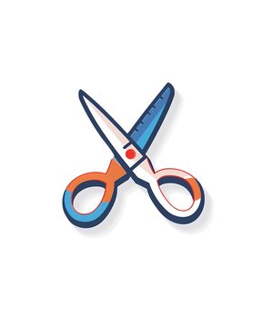 recommend clip art: white blue orange small school dull pair cutting blade scissors illustration art white background generative ai 