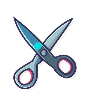 recommend clip art: sharp long silver grey pair cutting blade scissors illustration art white background generative ai 