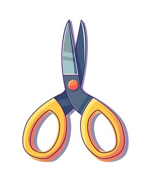 recommend clip art: large yellow gripped school pair cutting blade scissors illustration art white background generative ai 