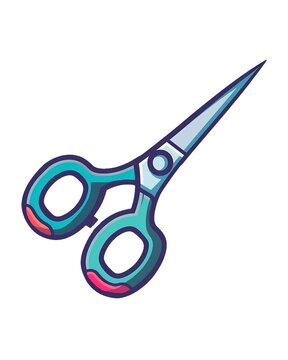 recommend clip art: sharp pointed blue green pair cutting blade scissors illustration art white background generative ai 