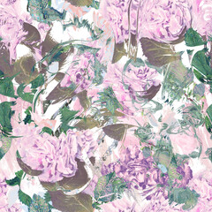 Textured floral abstract watercolor pattern seamless repeating background
