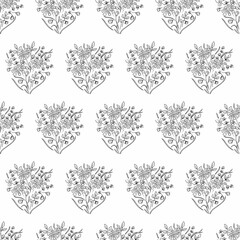 Hand drawn seamless floral pattern. Liner