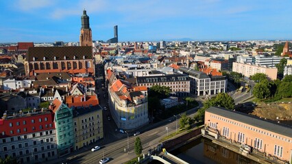 city Europe beautiful top view aerial photography of Wroclaw Poland