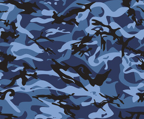 
abstract camouflage blue military pattern, marine, seamless vector background