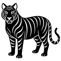 Tiger icon silhouette black vector illustration.