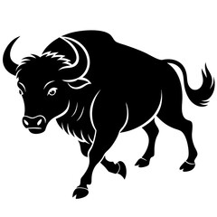 Buffalo animal icon silhouette vector illustration.