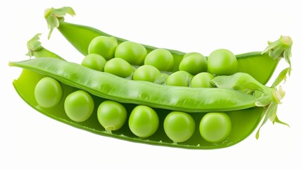Green peas closeup isolated on a white background