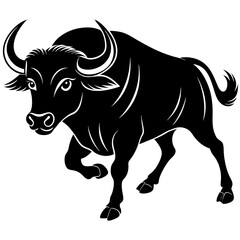 Obraz premium Buffalo animal icon silhouette vector illustration.