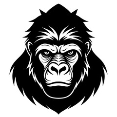 gorilla head icon vector illustration black silhouette, white background.