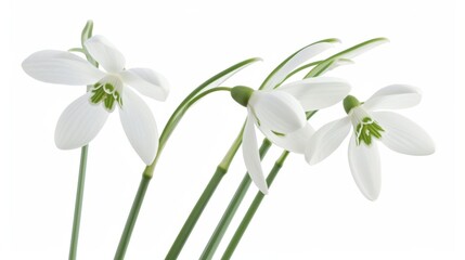 Obraz premium Snowdrops flowers isolated on a white background