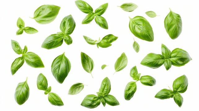 Basil leaves isolated on a white background