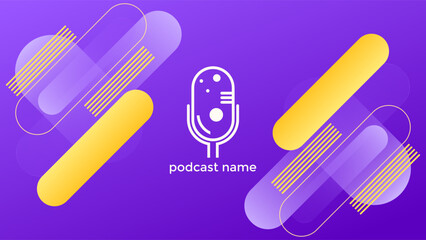 PODCAST GRADIENT PURPLE  BACKGROUND COLORFUL WITH GEOMETRIC SHAPES ORANGE COLOR SIMPLE TEMPLATE DESIGN VECTOR. GOOD FOR COVER DESIGN, BANNER, WEB,SOCIAL MEDIA