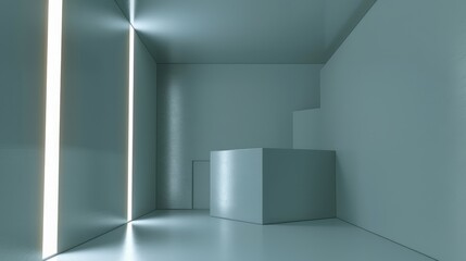 Abstract Minimalist Room with Geometric Shapes and Light