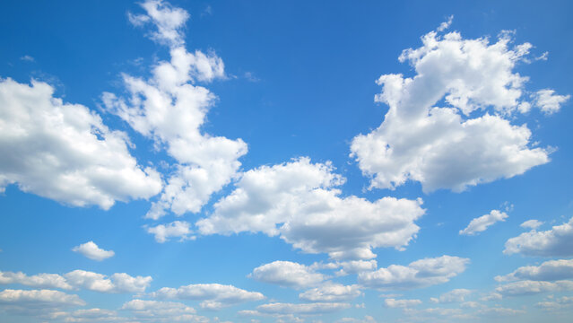 beautiful blue sky with soft white clouds for abstract background