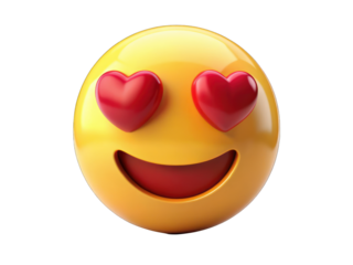 smiley face with heart. In love emoji. Png