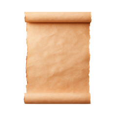 Fototapeta premium A blank scroll of parchment, rolled up at the top and isolated on transparent and white background.