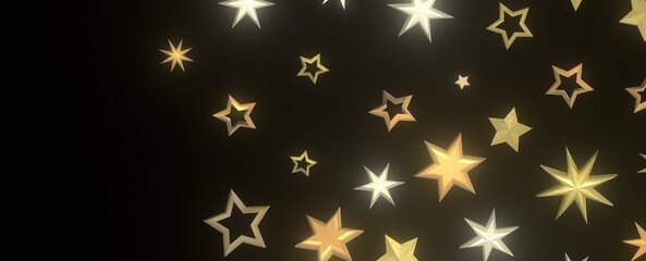 Gilded Wonder: Explore the Magic of a 3D Gold Stars Rain