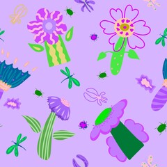 Seamless pattern large flowers 