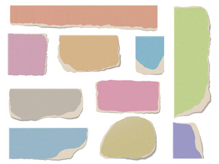 Torn cardboard pieces vector illustration set
