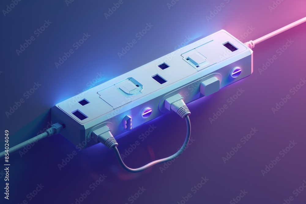 Poster A close-up view of a power strip with exposed wires, often used in DIY projects or repair scenarios