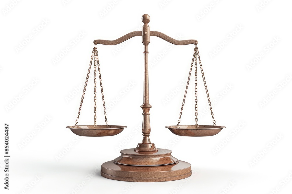 Poster a traditional wood balance scale with two long chains attached, suitable for use in a vintage or rus