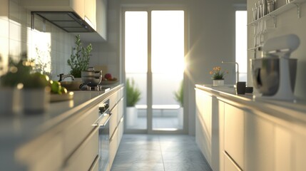 A well-equipped kitchen with plenty of room for food preparation and cooking, ideal for domestic or commercial use