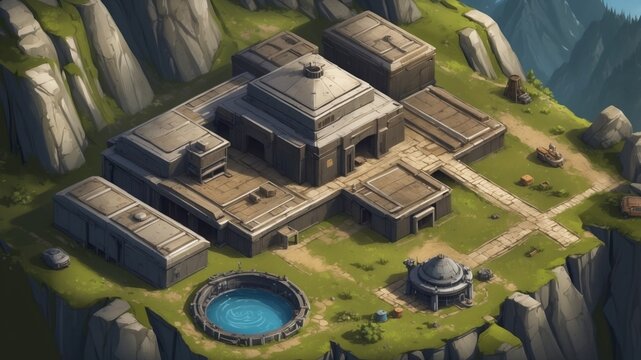 Secret military base in the mountains game art