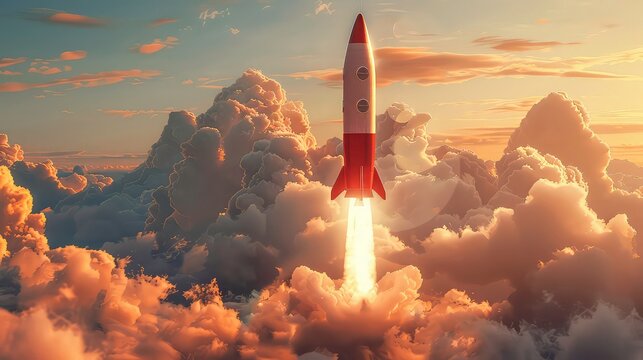 space copy rocket red startup business success launch shuttle spaceship background e-business smoke technology creative leadership marketing fly flight promoting web.