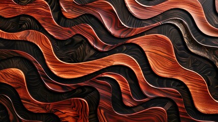 Abstract pattern inspired by the natural patterns found in mahogany wood, creating a rhythmic and harmonious composition.
